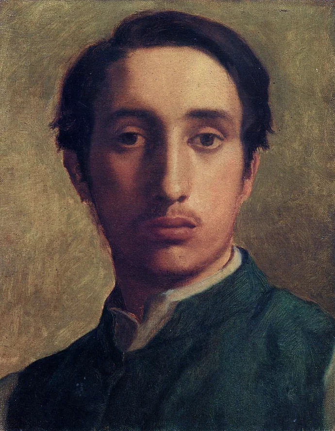 Degas' introspective self-portrait from 1857, reflecting his melancholic demeanor